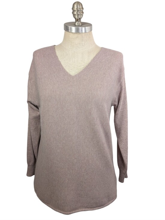 Ella Moss Sweaters - Ella Moss Women's Soft Ribbed Knit V-Neck Mauve Sweater Sz Medium